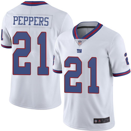 Men New York Giants #21 Jabrill Peppers Limited White Rush Vapor Untouchable Football NFL Jersey->new york giants->NFL Jersey